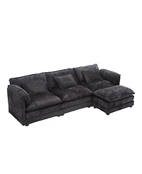 Streamdale Boucle Fabric L-Shape Sectional with Movable Pedals