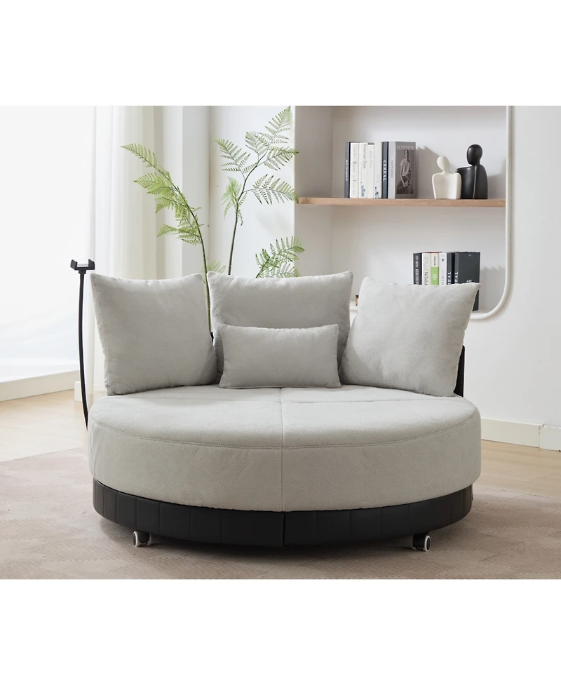 Streamdale Oversized Swivel Chair Adjustable Phone, Polyester, Gray (52.75 in)