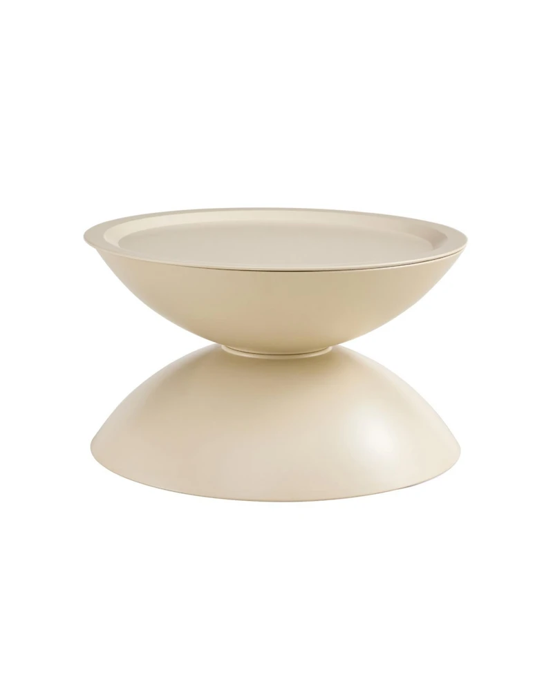 Streamdale Milk White Round Coffee Tables with Movable Top (Set of 2)
