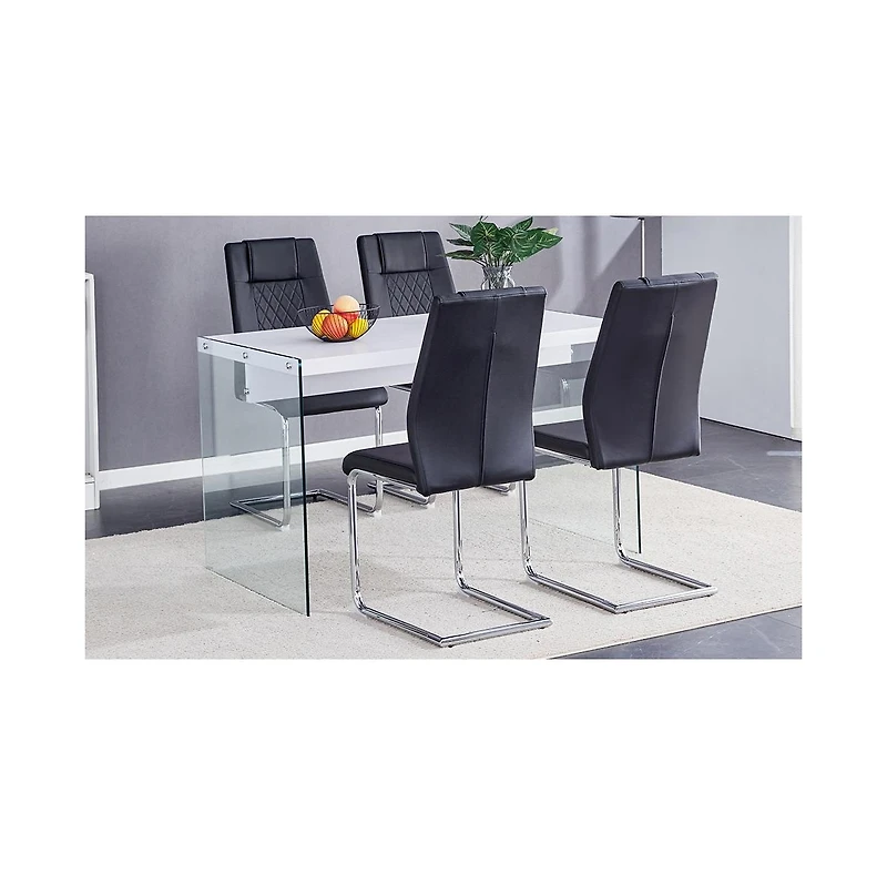 Streamdale Elegant White Mdf Coffee Table and 4 Pu Chairs