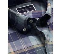 Charles Tyrwhitt Men's Slim Fit Short Sleeve Wrinkle-Resistant Plaid Button-Down Shirt