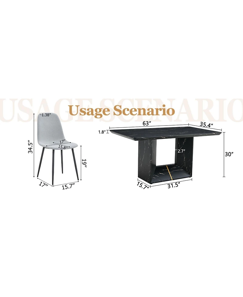 Streamdale Black Marble Dining Set