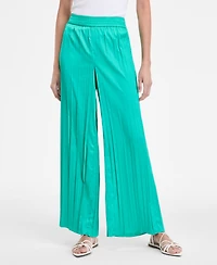 I.n.c. International Concepts Women's Crinkle-Satin Pull-On Wide-Leg Pants, Exclusively at Macy's