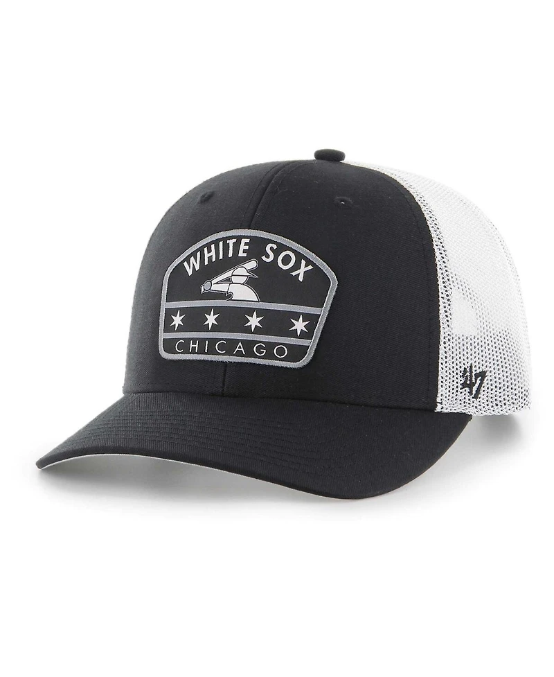 '47 Brand Men's Black Chicago White Sox Retro Region Patch Trucker Adjustable Hat