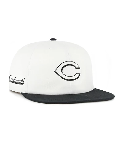 '47 Brand Men's White/Black Cincinnati Reds Foundation Captain Snapback Hat