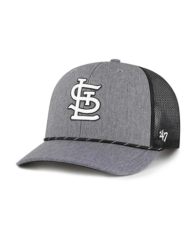 '47 Brand Men's Charcoal St. Louis Cardinals Carbon Rope Trucker Adjustable Hat