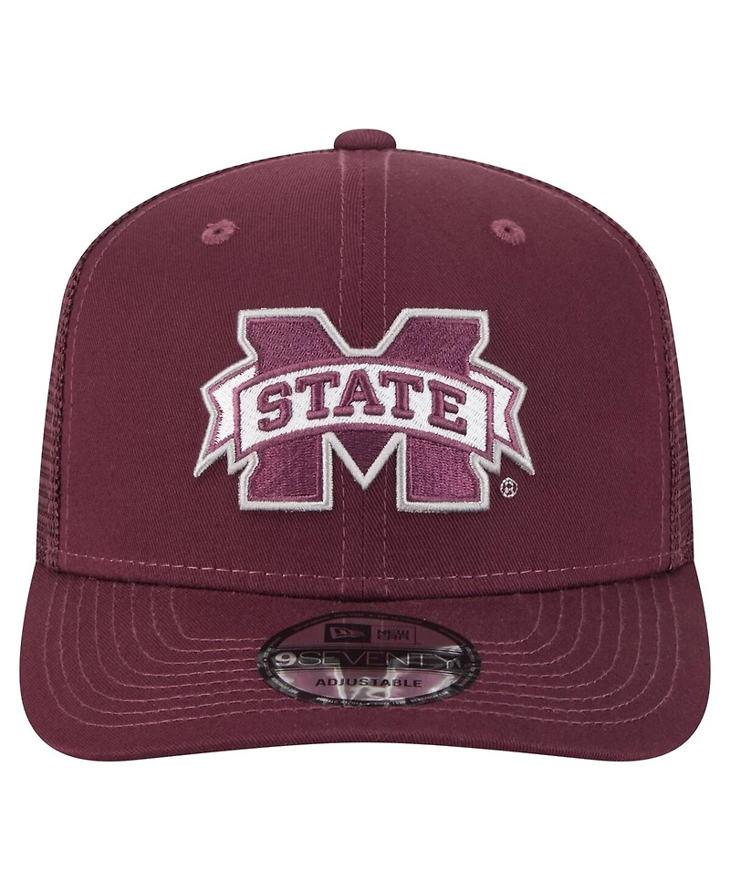 New Era Men's Maroon Mississippi State Bulldogs Primary 9SEVENTY Trucker Stretch-Snap Hat