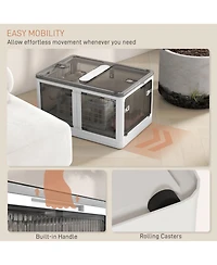 32 Gal Stackable Storage Bins with Lids, 3 Packs Collapsible Closet Organizers and Storage, Plastic Drawer Storage Container on Wheels with 5-Sided Ac