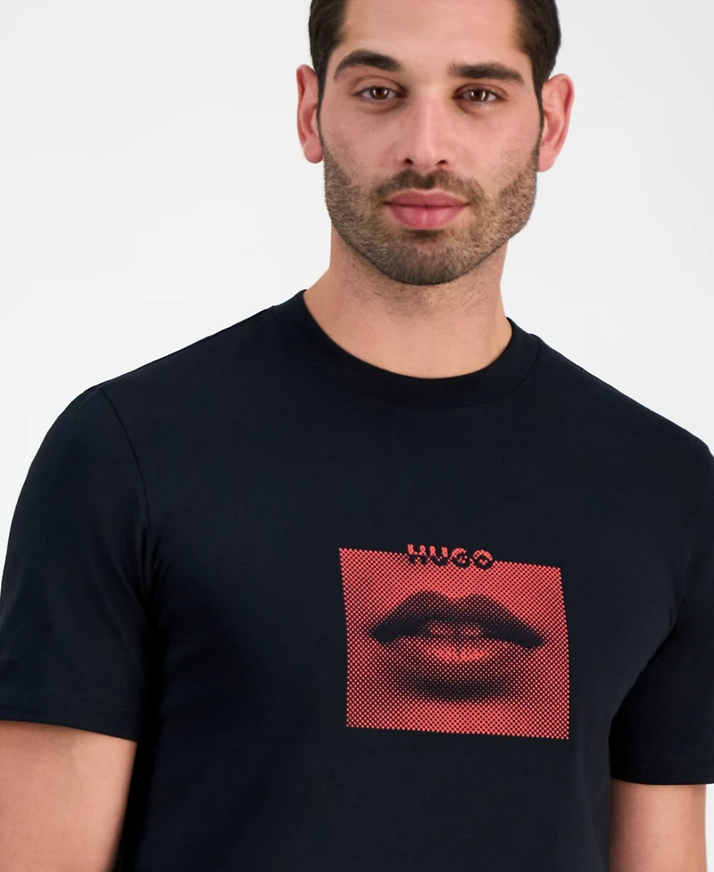 Hugo by Boss Men's Deterni Short Sleeve Crewneck Lips Graphic T-Shirt