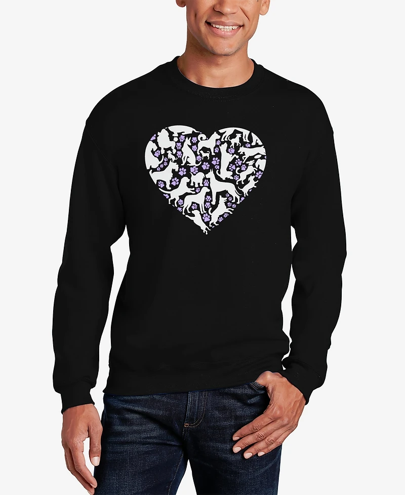 La Pop Art Men's Dog Heart Word Crewneck Sweatshirt