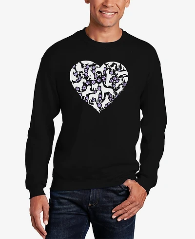 La Pop Art Men's Dog Heart Word Crewneck Sweatshirt