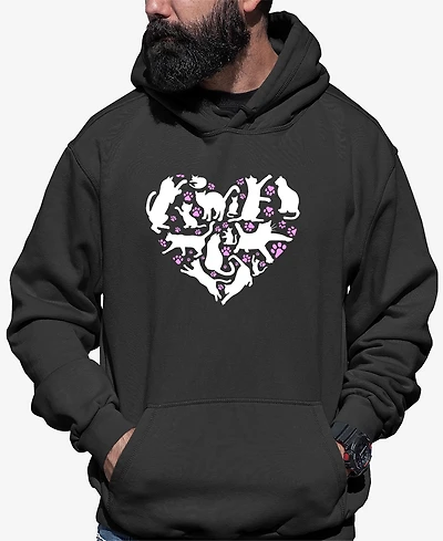 La Pop Art Men's Cat Heart Word Hooded Sweatshirt