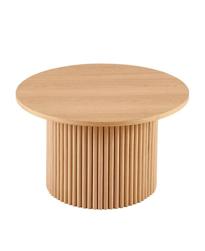 Streamdale 27.5" Round Coffee Table with Oak Veneer, Mdf Top & Metal Base
