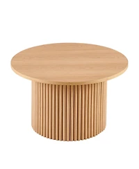 Streamdale 27.5" Round Coffee Table with Oak Veneer, Mdf Top & Metal Base