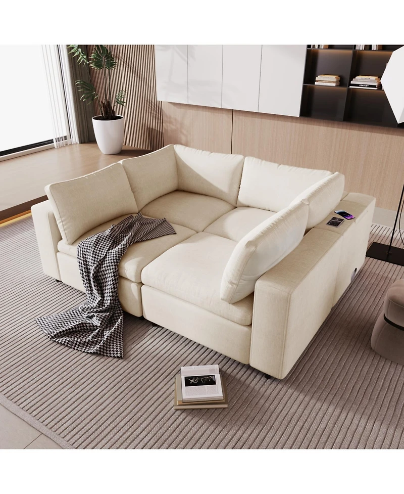 Streamdale Modular Sofa with Storage, Usb Charging, Wireless Charger & Bluetooth Speaker