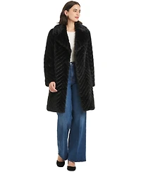 Jones New York Women's Chevron Textured Faux-Fur Coat, Exclusively at Macy's