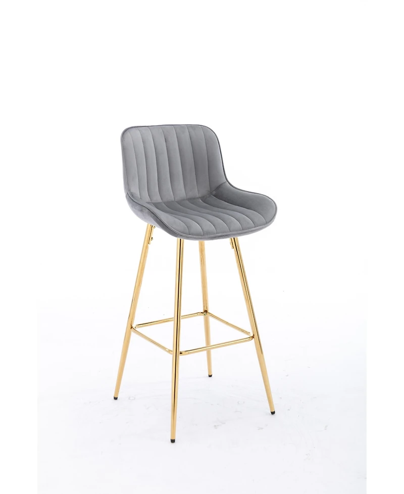 Streamdale Chrome and Velvet Bar Stool (Set of 2)