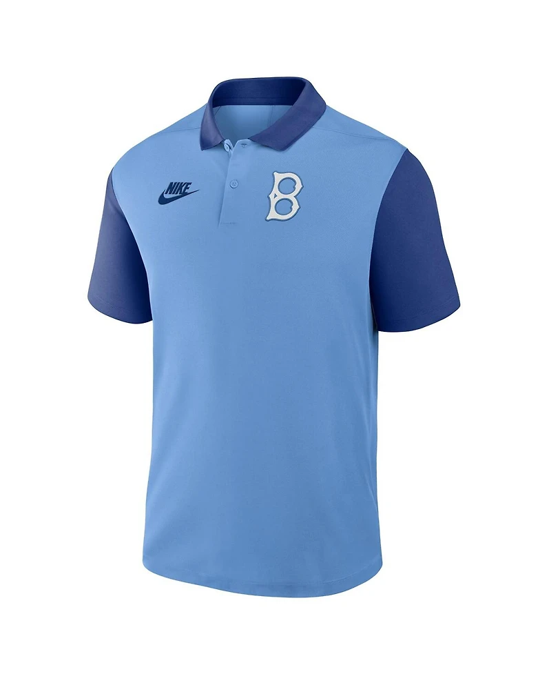 Nike Men's Light Blue/Royal Brooklyn Dodgers Cooperstown Collection Color-Block Victory Performance Polo Shirt