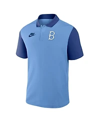 Nike Men's Light Blue/Royal Brooklyn Dodgers Cooperstown Collection Color-Block Victory Performance Polo Shirt