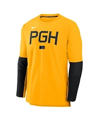 Nike Men's Gold Pittsburgh Pirates Authentic Collection City Connect Lightweight Player Tri-Blend Performance Long Sleeve T-Shirt