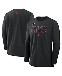 Nike Men's Black Cincinnati Reds Authentic Collection City Connect Lightweight Player Tri-Blend Performance Long Sleeve T-Shirt