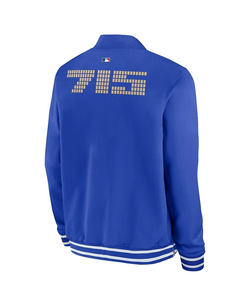 Nike Men's Royal Atlanta Braves Authentic Collection City Connect Full-Zip Bomber Jacket
