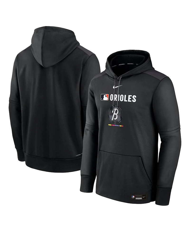 Nike Men's Black Baltimore Orioles Authentic Collection City Connect Therma Pullover Hoodie