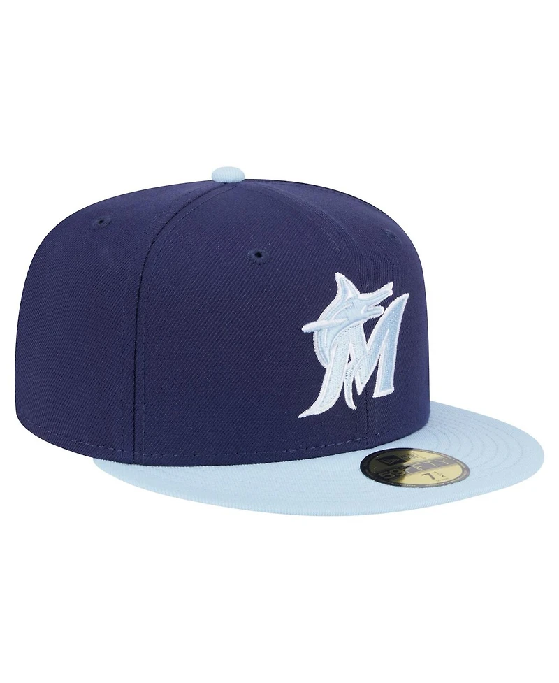 New Era Men's Navy/Light Blue Miami Marlins Color Pack 2-Tone 59FIFTY Fitted Hat