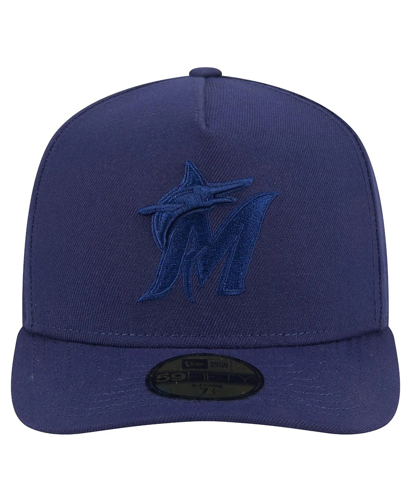 New Era Men's Navy Miami Marlins Color Pack A-Frame 59FIFTY Fitted Hat