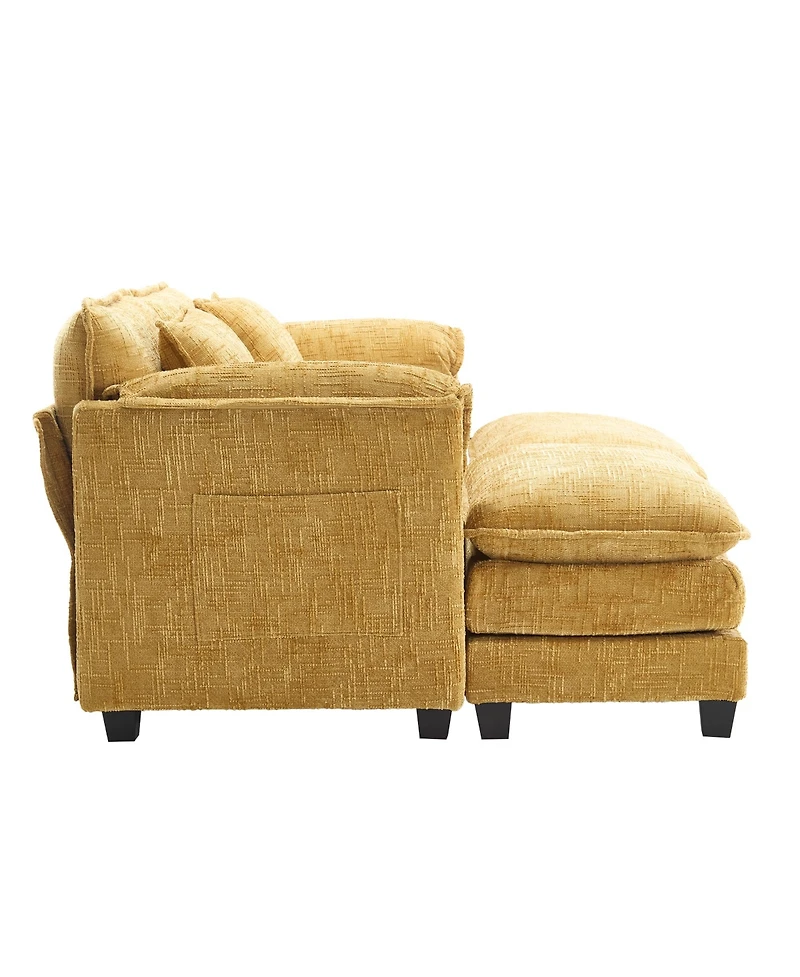 Streamdale Chenille Sofa with Footstools and Armrests