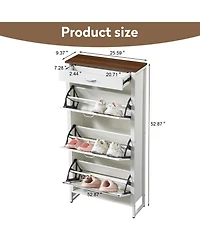 Streamdale Shoe Storage Cabinet with 3 Flip Drawers & 1 Open Drawer