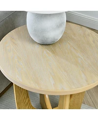 Streamdale 25" Round End Table, Wooden Side Table, Night Stand for Bedroom, Living Room, Reception Room (Oak Color)