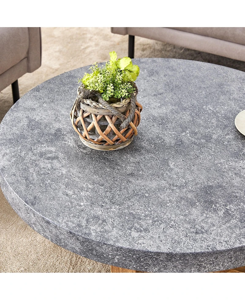 Streamdale Modern Gray Textured Mdf Coffee Table, 31.4" Round