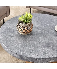 Streamdale Modern Gray Textured Mdf Coffee Table, 31.4" Round