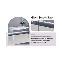 Streamdale White Coffee Table & 4 Pu Chairs - Glass Legs, Silver Accents