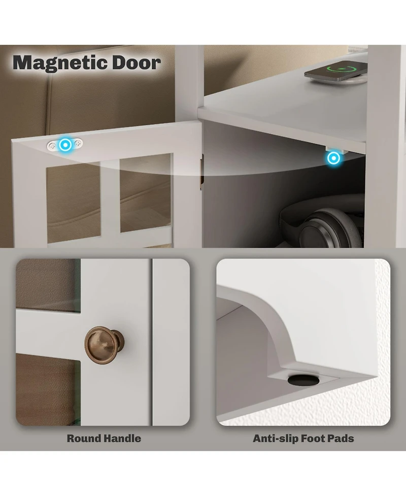 Slim Shoe Cabinet, Trendy Shoe Storage Cabinet with 3 Large Fold-Out Drawers & a Spacious Top Surface for Small Items, White