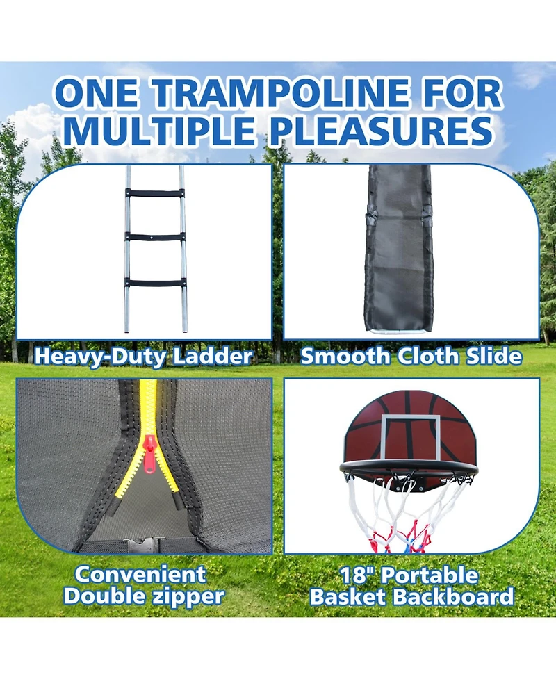 Streamdale 8ft Pumpkin Trampoline w/Slide & Enclosure