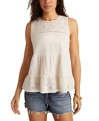 Lucky Brand Women's Cotton Embroidered Tiered Tank Top