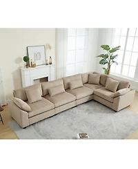 Streamdale Corduroy Modular Sofa, 5-Seat, Brown