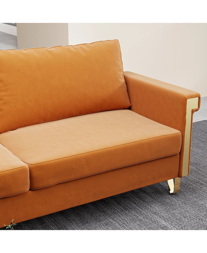 Streamdale Modern Velvet Sofa with Gold Legs & Deep Cushions (76.34