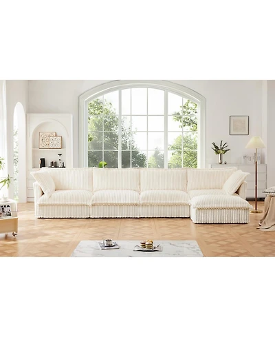 Streamdale L-Shape Corner Sectional Sofa with Armrests, Deep Seat and Pillows