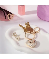Juicy Couture Gold-Tone Pave Heart Keychain & Earrings Set