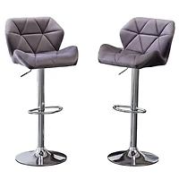 Streamdale Gray Velvet Diamond Tufted Adjustable Barstools (Set of 2)