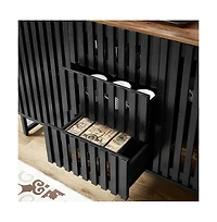 Streamdale Modern 3-Drawer 4-Shelf Dresser with Striped Grille