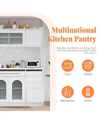 Streamdale 63" Buffet with Hutch, Coffee Bar, Drawers, Shelves, Outlet