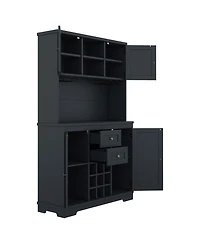 Streamdale Dark Blue Farmhouse Coffee/Wine Bar Cabinet