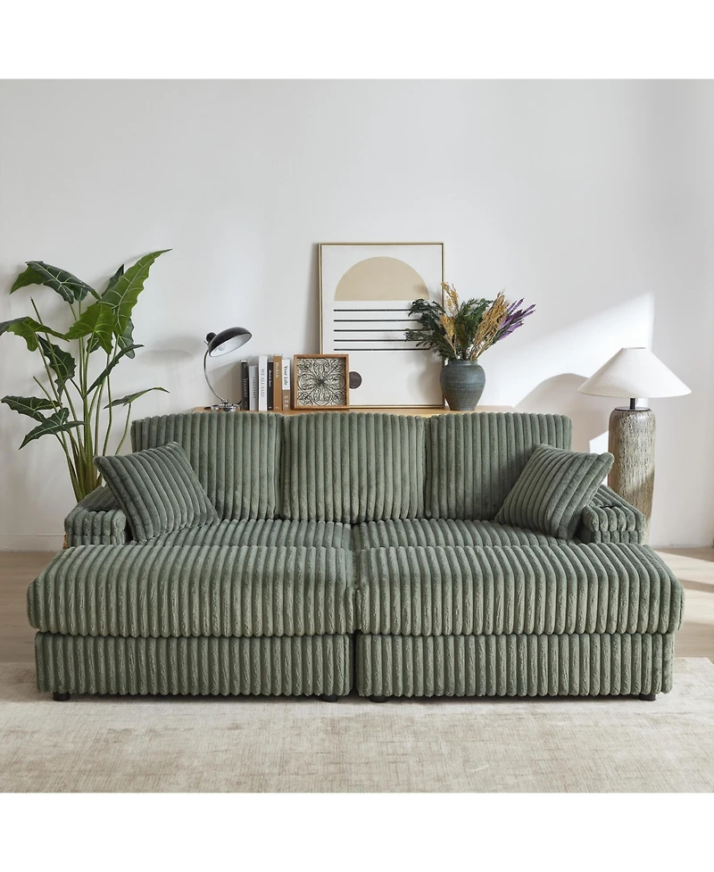 Streamdale Comfy 3-Seater Corduroy Sofa with Storage Spaces