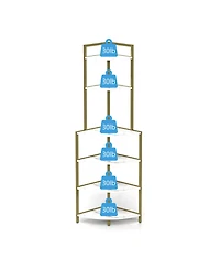 Streamdale 6-Tier Corner Bookshelf with Open Shelves, Rustic Brown