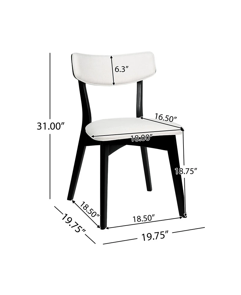 Streamdale Mid-Century Modern Upholstered Dining Chair Pair with Walnut Finish, Set of 2