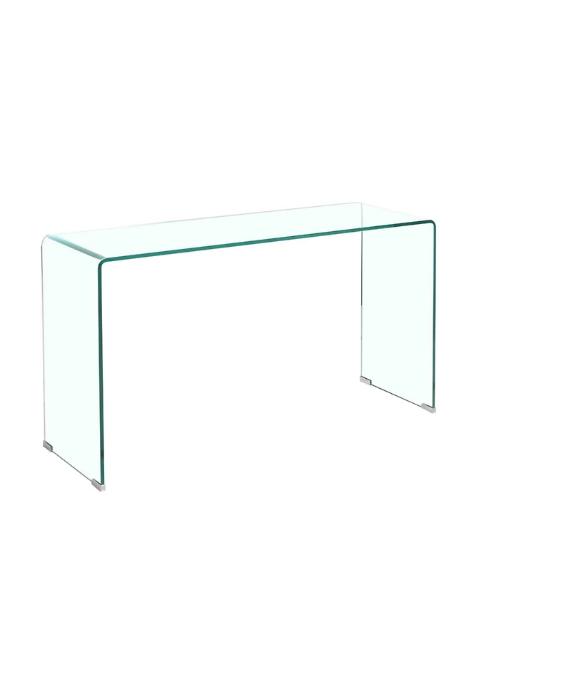 Streamdale Glass Console Table, Transparent Tempered Glass Console Table with Rounded Edges Desks, Sofa Table